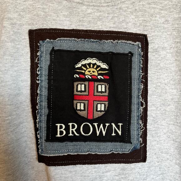 Refried Apparel Brown University Crewneck Upcycled Patchwork Sweatshirt Size L - Picture 4 of 8